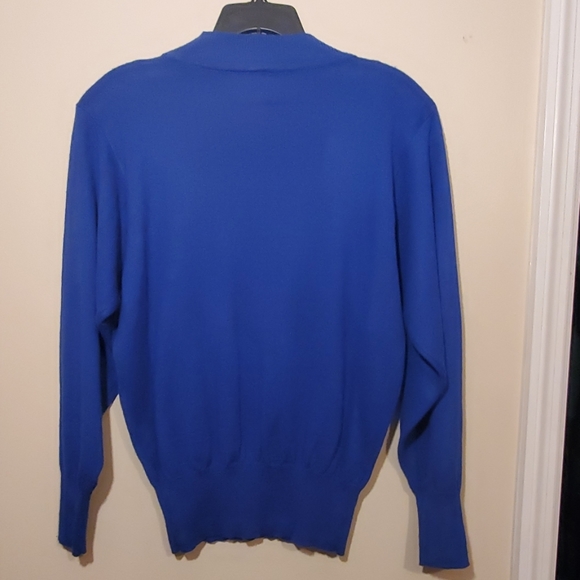 Royal Blue Embroidered Christmas Bow Sweater Large - Picture 5 of 6